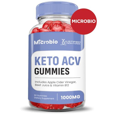 Justified Laboratories - (2 Pacotes) Gomas Microbio Keto ACV Fórmula Avançada 1000MG Micro Bio Keto Gomas Vinagre de Maçã Formulado com Romã e Beterraba em Pó B12 Vegano Não GMO 120 Gomas