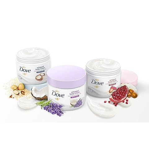 Creme Corporal Dove Whipped Hidratante para Pele Seca Romã e Manteiga de Karité Nutre Profundamente, 300g