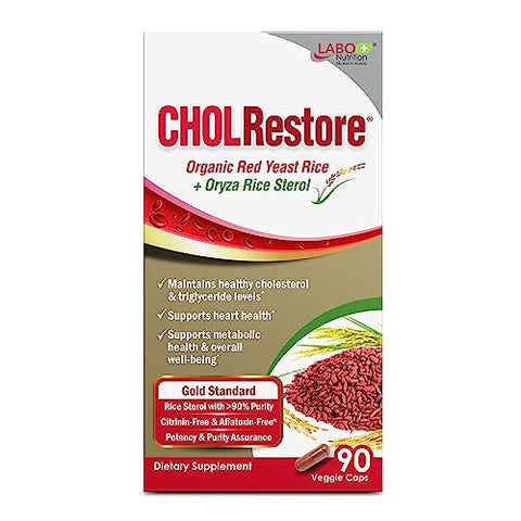 CHOLRestore – Arroz Vermelho com Fitosterol, Suplemento para Saúde, Suporte aos Níveis Saudáveis de Colesterol, Citrinina, Aflatoxina - LABO Nutrition
