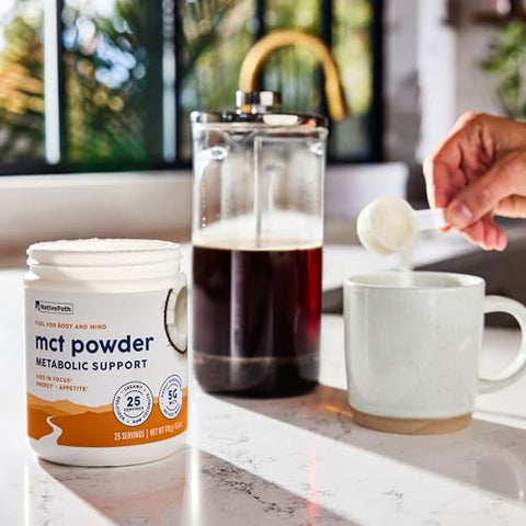 Suplemento em Pó de Óleo MCT NativePath – Pó de MCT sem Sabor com C8 MCTs Amigáveis ao Keto. Livre de Laticínios, Glúten e GMOs, 25 Porções