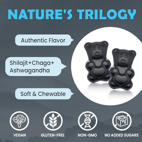 Elikadur - Shilajit Gummies Orgânicos 84.000 MG, com 85 Minerais Traços, Ácido Fúlvico, para Homens