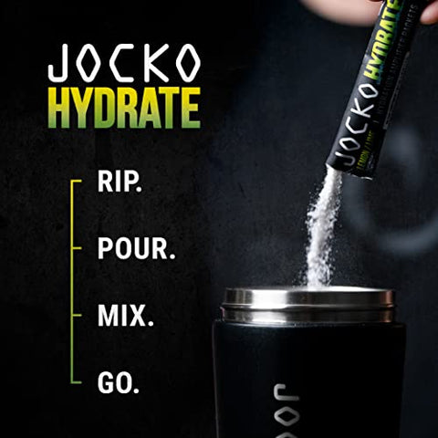 Hydrate – Pacotes de Pó de Eletrólitos Sem Açúcar – Amplificador de Hidratação para Recuperação e Desidratação - Jocko Fuel
