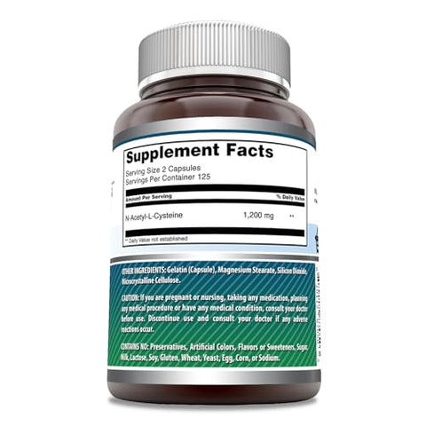 Amazing Nutrition - Amazing Formulas NAC – Suplemento de N-Acetil-L-Cisteína | 600 mg por Porção | 250 Cápsulas | Livre de Transgênicos | Sem Glúten | Fabricado nos EUA