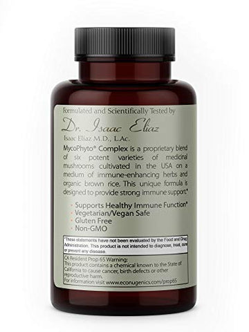 Complexo MycoPhyto – 60 Cápsulas – Suporte ao Sistema Imunológico com Mistura de Cogumelos Reishi, Turkey Tail, Cordyceps, Maitake, Agaricus, Umbellatus – Cardio, Fígado - EcoNugenics