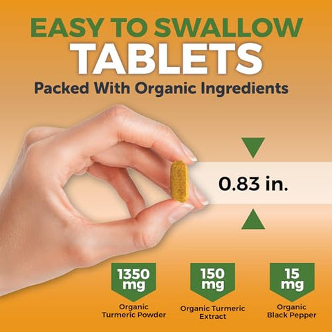 Viva Naturals - Suplemento Orgânico de Cúrcuma 1500 mg – Cápsulas de Cúrcuma para Suporte Articular e Defesa Celular – Curcumina de Cúrcuma com Pimenta Preta para Maior Absorção – Alta Potência
