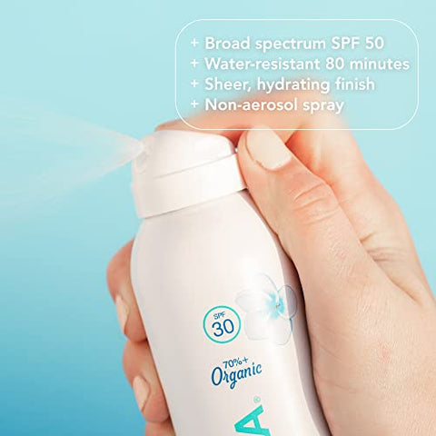 COOLA Protetor Solar Mineral Orgânico FPS 30 Spray, Cuidados com a Pele Testados por Dermatologistas para Proteção Diária, Vegano e Livre de Glúten, Sem Fragrância, 150 ml