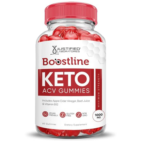 Justified Laboratories - Boostline Keto ACV Gummies Avançado 1000MG Fórmula 3 Pack Boost Line Keto Gummies Vinagre de Maçã com Romã e Beterraba B12 Vegano Não GMO 180 Gummys