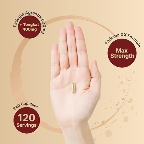 Fadogia Agrestis 600mg com Tongkat Ali 400mg, 240 Cápsulas | Extrato de Caule de Fadogia 20:1 - NatureBell