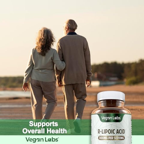 Ácido R-Lipoico 300MG, 120 Cápsulas Veganas – Suporte à Energia Celular e Proteção Antioxidante – Livre de Glúten, Não-OGM, Suplemento de R-ALA Estabilizado – Fornecimento de 4 Meses - Vegan Labs