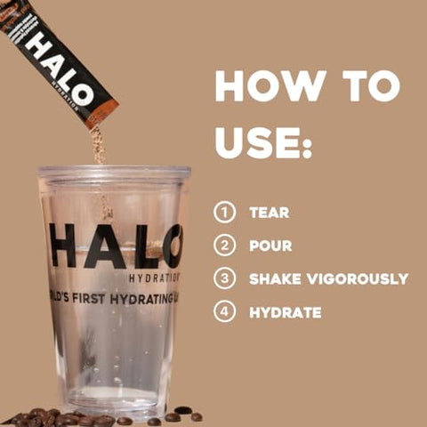 HALO Sport - HALO Iced Mocha Latte – Pó de Bebida Energética – Mistura de Café Saudável para Hidratação com Eletrólitos, Cafeína, Vitaminas e Minerais – 20 Calorias – Keto e Baixa Caloria – 1 x 12
