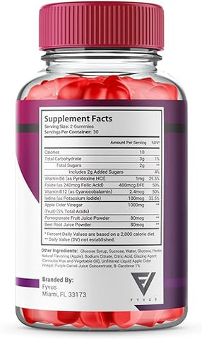 Fyvus - (2 Pacotes) Gomas Premier Keto ACV para Perda de Peso Avançada, Gomas Premier Keto, Premier ACV Keto Plus Suplemento de Vinagre de Maçã com Vitamina B12, Folate, Beterraba (120 Gomas)