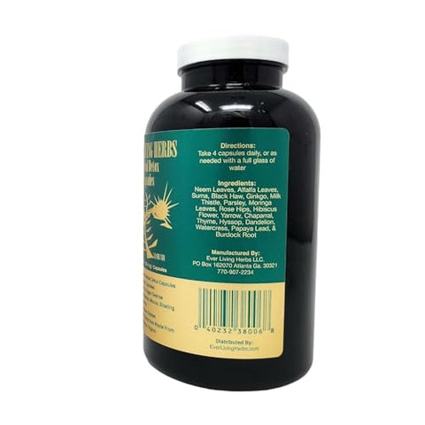 Ever Living Herbs - Herbal Detox 300 Cápsulas – Desintoxicação Natural para uma Vida Saudável