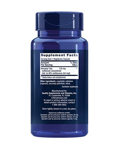 Isoflavonas de Soja – Suplemento Concentrado de Isoflavona – Suporte para Saúde Óssea, Cardíaca e Hormonal – Livre de Glúten, Não-OGM – 30 Cápsulas Vegetarianas - Life Extension
