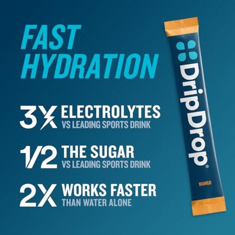 Hydration – Pack Tropical Variado – Pó Hidratante com Eletrólitos em Sachês Individuais – Sabores Manga, Açaí, Maracujá, Coco Abacaxi | Livre de Transgênicos, Sem Glúten | Hidratação Eficiente e Deliciosa - DripDrop