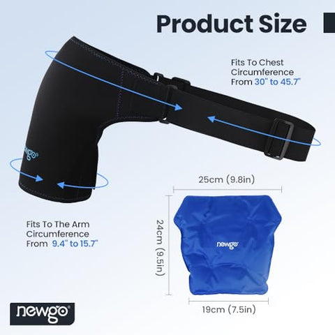 Bolsa de Gelo para Ombro – Terapia Fria para Manguito Rotador, Indicada para FSA ou HSA – Envoltório de Gelo para Ombro, Alívio da Dor, Recuperação Pós-Cirúrgica, Inchaço, Tendinite – 100% Eficaz - NEWGO