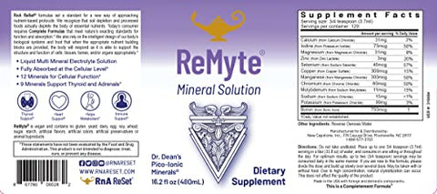 ReMyte Solução Mineral de Eletrólitos, Mineral Líquido Multimineral, 12 Minerais Incluindo Iodo, Selênio, Zinco, Magnésio, Boro, 480 ml – por Dr. Carolyn Dean - RnA ReSet