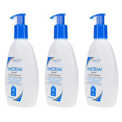 Gentle Facial Cleanser para Pele Sensível, 3 Unidades de 240ml, Sem Perfume - Vanicream