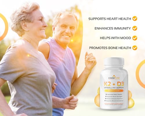 CogniTune - Vitamina D3 5000 UI com Vitamina K2 (MK7) – Imunidade e Saúde do Coração – Marca Premium