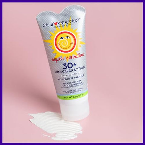 Protetor Solar Mineral California Baby Super Sensitive SPF 30 | Amplo Espectro | Dióxido de Titânio | Hipoalergênico Sem Fragrância | Seguro para Recifes | Pele Sensível | 30g