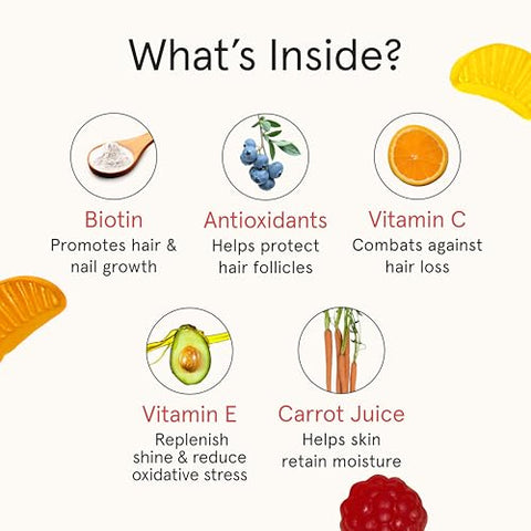 Gummy Vitamins Vegan Biotin for Hair Skin Nails – Hair Growth and Health – Women’s Biotin Gummies - iRestore