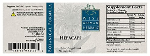 Hepacaps 90 Cápsulas, 550 mg – Suporte Natural ao Fígado com Cardo Mariano – Promove a Saúde do Fígado, Vesícula Biliar Normal e Digestão - Wise Woman Herbals
