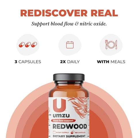 Redwood – Suplemento de Óxido Nítrico Natural para Suporte ao Fluxo Sanguíneo com Vitaminas e Alho | 60 cápsulas - UMZU