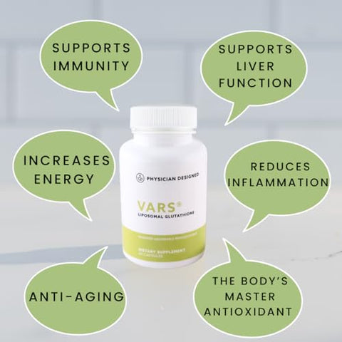 PD VARS - VARS Liposomal Glutationa – Cápsulas Antioxidantes Líquidas – Suplemento Alimentar para Energia, Imunidade e Anti-Envelhecimento