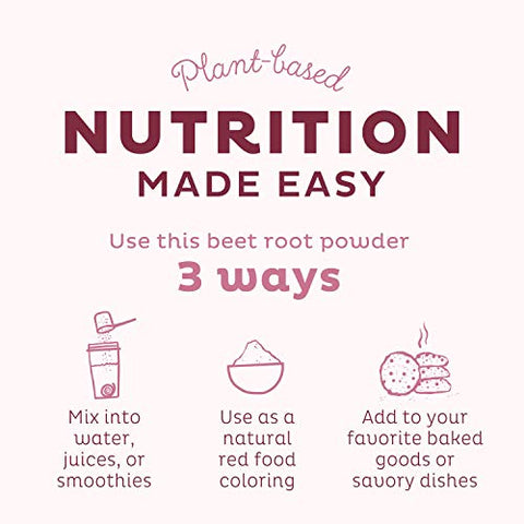 Beet Root Powder Orgânico – Certificado pelo USDA, Impulsionador de Óxido Nítrico, Sem Transgênicos, Sem Glúten - KOS