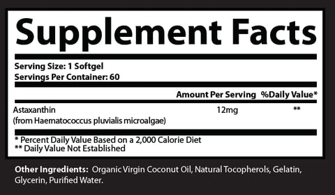 Research Labs - Pesquisa Labs Astaxantina Natural 12mg Softgels Extra Frasco Óleo de Coco Orgânico para Absorção Aprimorada Antioxidante Poderoso Suporta Olhos e Articulações