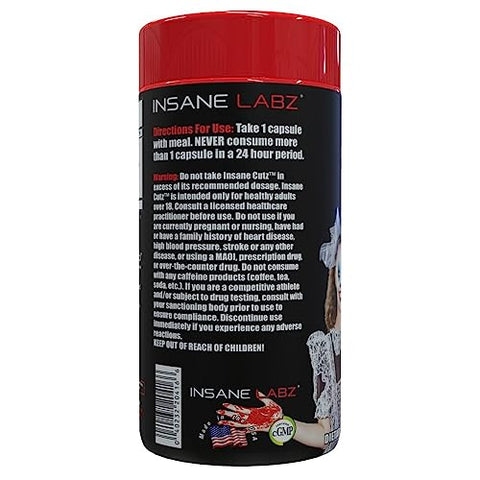 Cutz Intenso Queimador de Gordura para Homens e Mulheres, Suplemento Termogênico para Perda de Peso com Extrato de Raiz de Dente-de-leão Potencializado por AMPiberry, Supressor de Apetite – 45 Diários - Insane Labz