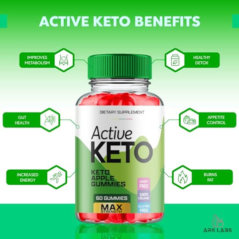 Active Keto ACV Gummies – Gomas de Keto Ativas com Vinagre de Maçã, Gomas de Keto Ativas com ACV para Cetose – Vegano, Não GMO – Fórmula Avançada Cetogênica (1 Pacote) - Ark Labs