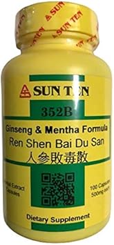 Cápsulas de Fórmula de Ginseng e Mentha (Ren Shen Bai Du San) – 60 cápsulas – 500mg – Marca Sun Ten - Sun Ten
