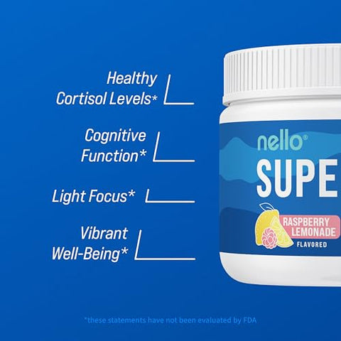 Supercalm Drink Mix – Ashwagandha KSM 66, Magnésio Glicinato, L-Teanina, Vitamina D3 – Extrato de Raiz de Ashwagandha, Magnésio - Nello