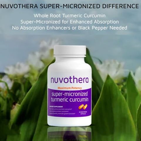 Nuvothera - Cápsulas de Cúrcuma Super Micronizada – Fórmula Avançada para Conforto Digestivo – Alta Absorção, Não-OGM, Vegano – 60 Cápsulas