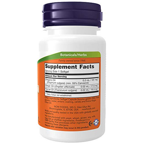 NOW Foods - Now Supplements Óleo de Orégano com Gengibre e Óleo de Funcho, 90 Softgels (Embalagem com 3), Revestimento Entérico