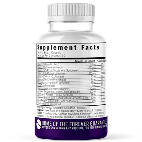 Nature's Fusions - LupuEase – Multivitamínicos para Alívio do Lúpus – Vitamina C, D3, E, B12, Extrato de Cúrcuma Curcumina (std. 95% curcuminoides) – Ácidos Graxos Ômega 3 – Fornecimento de 30 Dias