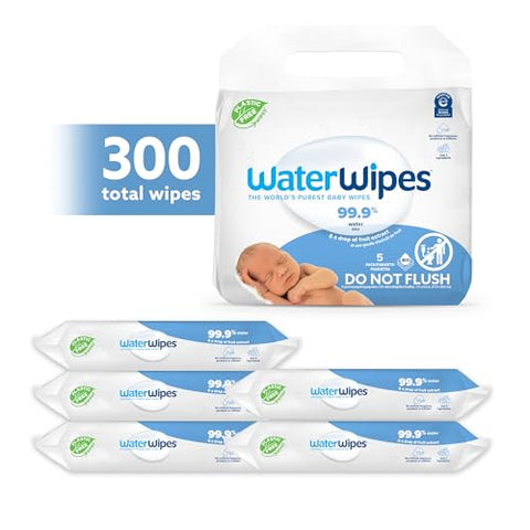 WaterWipes – Lenços Umedecidos Originais Livres de Plástico, 99,9% à Base de Água, Sem Fragrância
