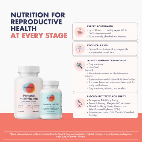FullWell - Vitamina Pré-Natal com Ômega 3 DHA | Óleo de Peixe Ômega 3 com DHA | Marca: Prenatal DHA