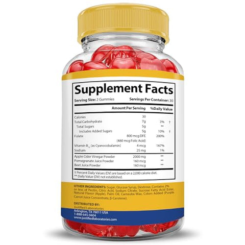Justified Laboratories - Slim Spark Keto ACV Gummies Extreme 2000MG – Gomas Slimspark Keto de Vinagre de Maçã Formuladas com Suco de Romã e Beterraba em Pó B12 Vegan Non GMO 60 Gomas