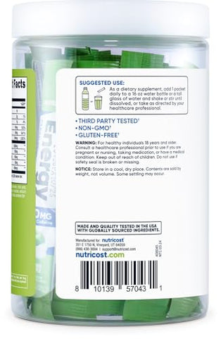 Energy Complex Stickpack (20 Porções) Sabor Maçã Verde – Livre de Glúten e Não-OGM - Nutricost