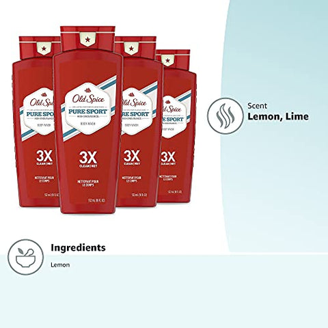 Body Wash High Endurance para Homens, Fragrância Pure Sport, 532 mL (Pack com 4) - Old Spice