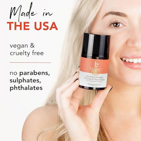 Creme Facial de Vitamina C Hiperativo Anti-Envelhecimento Beauty by Earth – Feito nos EUA com Ingredientes Naturais