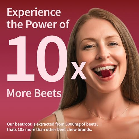 Chews de Beterraba em Pó Orgânico e COQ10, Estimulante de Óxido Nítrico, Energia Natural, Suporte à Circulação Sanguínea Saudável, Sem Açúcar, 60g - Snap Supplements