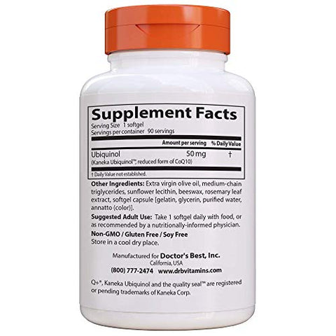 Doctor's BEST - Doctor’s Best Ubiquinol com Kaneka QH – Não-OGM, Sem Glúten – 60 cápsulas (100 mg)