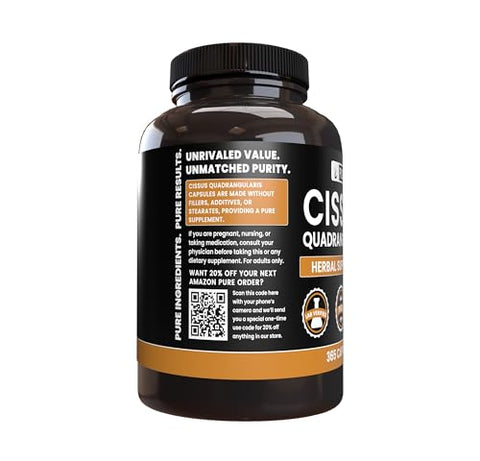 PURE ORIGINAL INGREDIENTS - Cissus Quadrangularis Puro Original (365 Cápsulas) Sem Preenchedores de Magnésio ou Arroz, Sempre Puro, Verificado em Laboratório – Ingredientes Originais de Qualidade