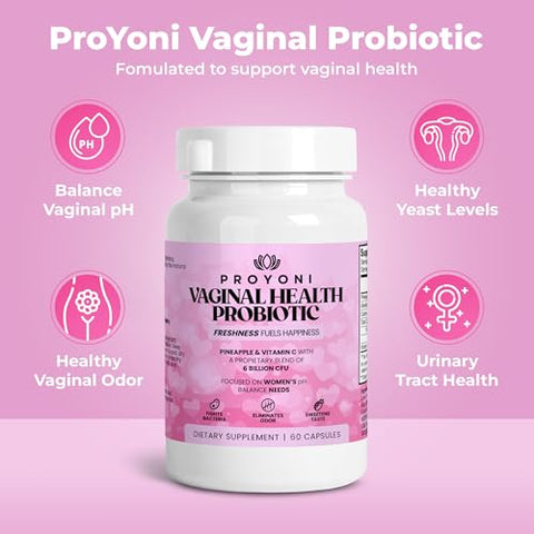 ProYoni - Probióticos Vaginais para Mulheres – 6 Bilhões de UFC para Equilíbrio do pH e Odor Vaginal Saudável
