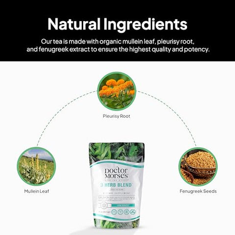 Doctor Morse's - Chá de Folha de Verbascum do Doutor Morse – Mistura de 3 Ervas – 86 Porções, 200g – Sem Cafeína – Completo para os Pulmões