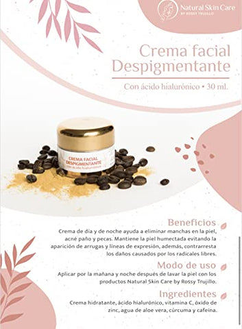 Rossy Trujillo - Creme Facial Despigmentante com Ácido Hialurônico e Zinco – 50g