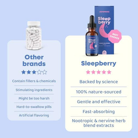 JoySpring - SleepBerry Melatonina Líquida para Crianças – Auxílio Natural para o Sono com Sabugueiro e Vitamina D – Fortalece o Sistema Imunológico Durante o Sono (30 ml)