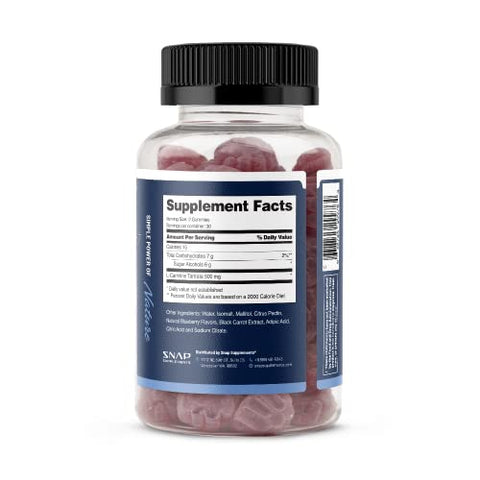 Snap Supplements - Gummy de L-Carnitina 500mg sem açúcar – Suplemento Natural Pré-Treino – Energia Aumentada, Recuperação Rápida, Metabolismo Acelerado – Pré-Treino para Mulheres